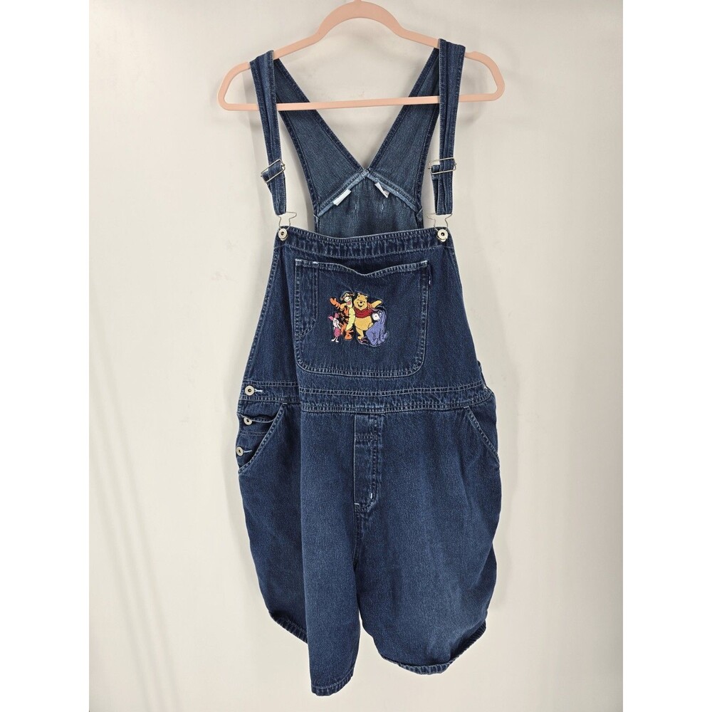 Vintage Disney Winnie The Pooh Denim Shorts Overalls Womens Size 24W Plus